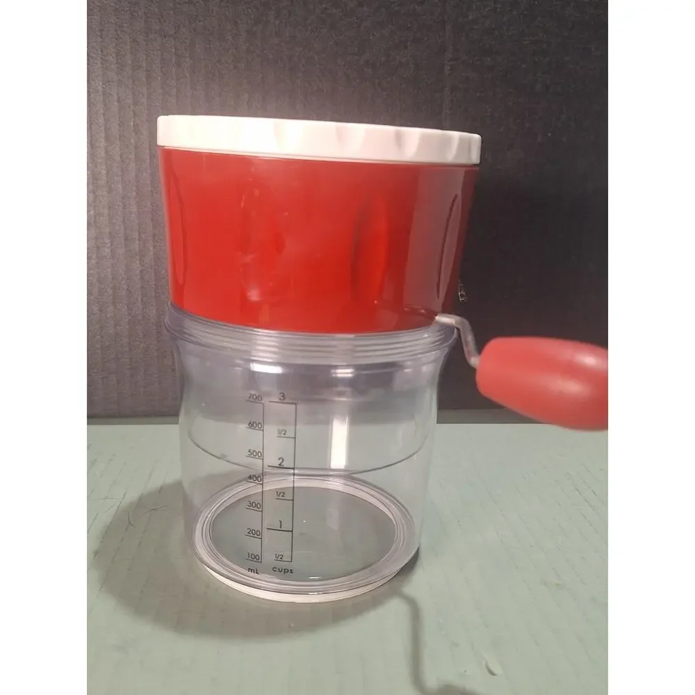 Rotary 3 Cup Flour Sifter Measuring Cup Red White NWOB Dishwasher Safe